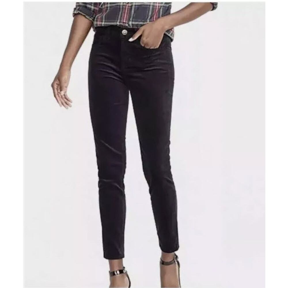 J. Crew Factory Jeans Gray Velvet Midrise Skinny Pants Size 27 Soft Stretch